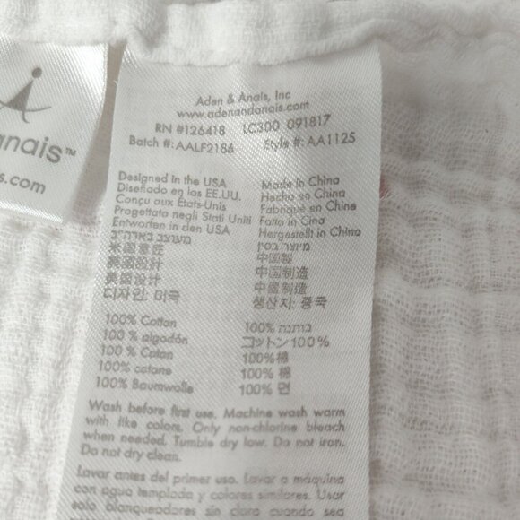 Aden + Anais Muslin Swaddle Blanket White Pink Polka Dot Cotton 42.5 x 40.5 inch - Picture 5 of 6